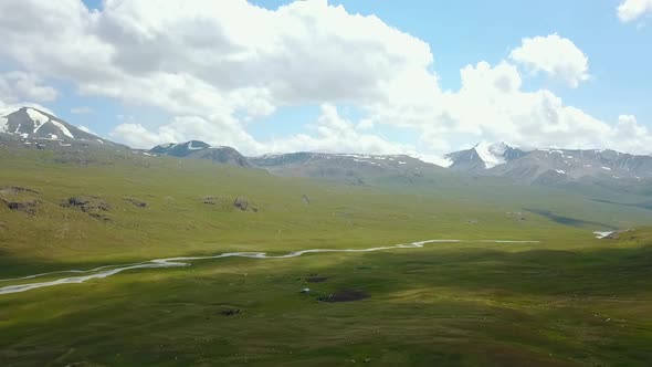 Western Kyrgyzstan Pamir Mountains Landscape. Aerial Dron Shoot. alt