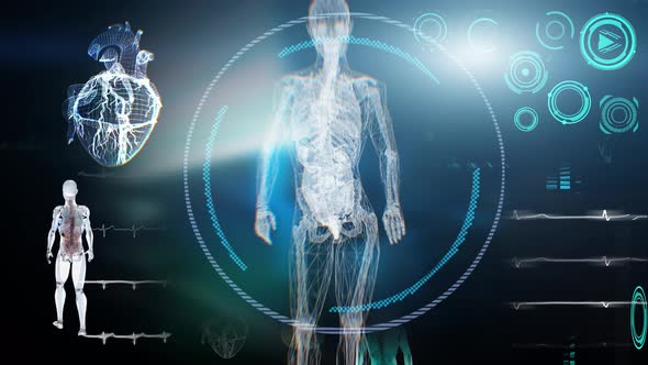 medical Interface, digestive system 3D render alt