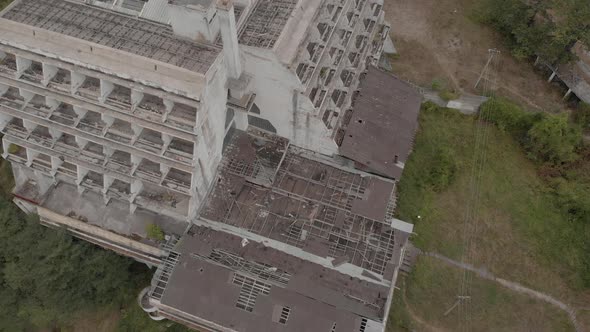 Roof Abandoned And Demolished Building In The Middle Of The Mountain