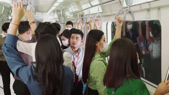 Sick Man on Train Cough and Make Other People Feel Worry About Virus Spreading alt