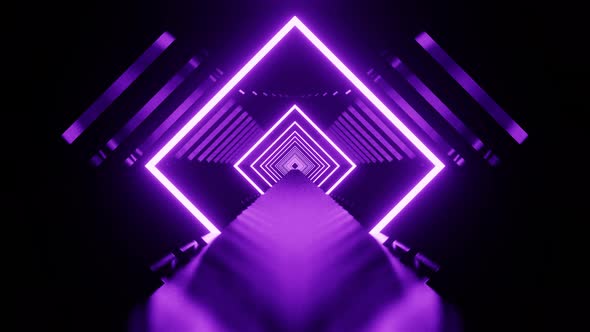 Purple Neon Vj Loop Tunnel Background In Motion 4K alt