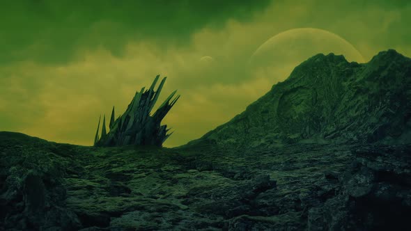 Alien Vessel In Green Planet Landscape alt