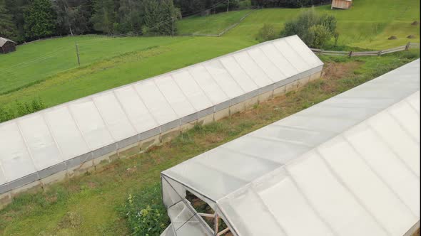 Summer Landscape with Greenhouses Top View alt