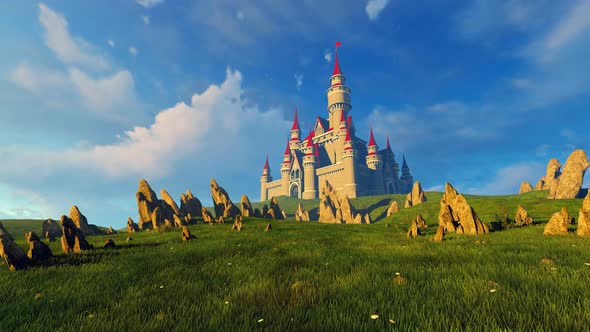 Fantasy Castle On A Green Meadow alt