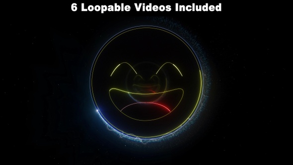 Neon Smiling Emoji Package, Loopable