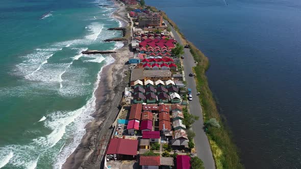 Aerial view to town Pomorie, Bulgaria alt