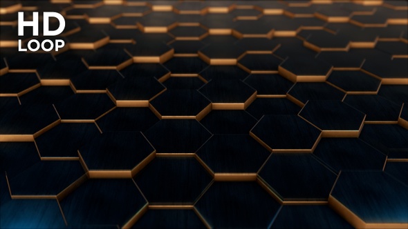 Hexagon Tiles, Black-Gold Loop