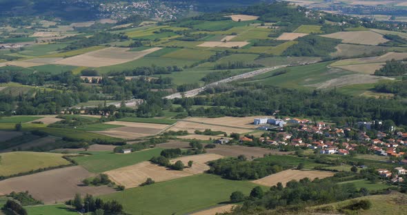 The countryside and Gergovie from the Gergovie plateau, Puy-de-Dome, Auvergne, France alt