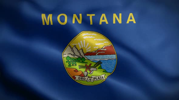 Montana State Flag Blowing In Wind alt