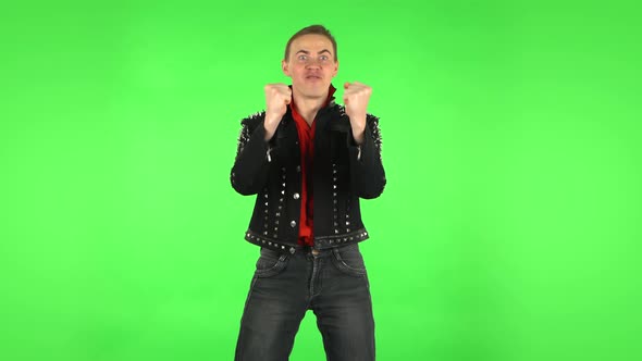 Surprised Guy with Shocked Face Expression on Green Screen alt