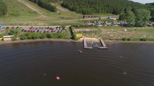 Aerial view of city beach on the outskirts of a small provincial town 04 alt