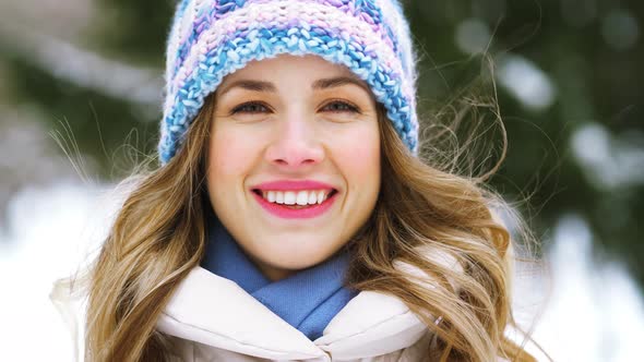 Portrait of Happy Smiling Woman Outdoors in Winter 19 alt