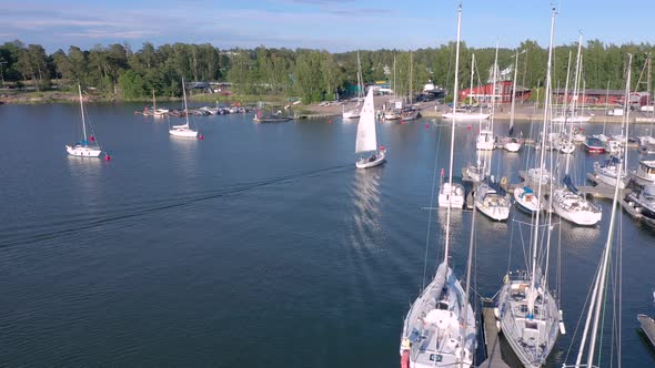 Closer Look of the White Boats on the Port of the Gulf of Finland in Helsinki