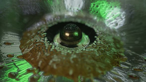 Ferrofluid. Beautiful Colors and Fantastic Shapes. Close-up