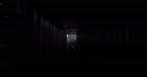 Dubai Metro Ride, the Tram Drives in the Underground