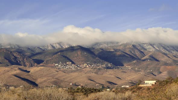Rolling Clouds Over the Town of Jerome Arizona Time Lapse alt