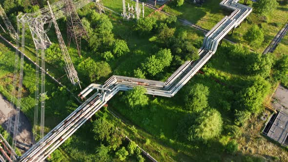 Aerial Drone View Flight Near Thermal Power Plant alt