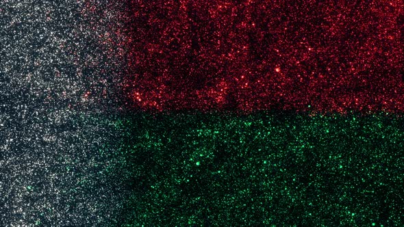 Madagascar Flag With Abstract Particles