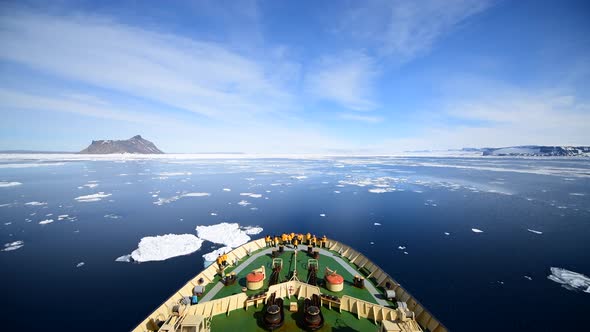 Travel on the Icebreaker in the Ice, Antarctica