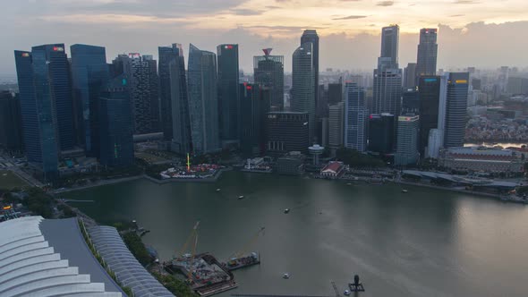 Singapore Cityscape Center City From Day To Night Sunset Timelapse alt