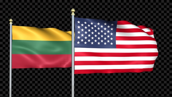 Lithuania And United States Two Countries Flags Waving alt