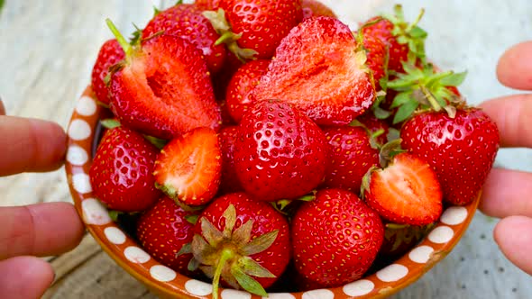 Ripe Appetizing Strawberries in a Bowl