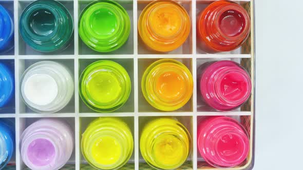 Poster Paint Put Together A Rectangle On White Background alt