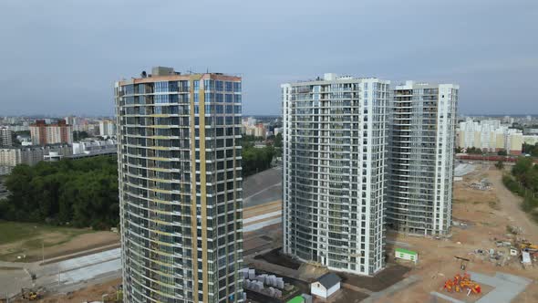 Construction site for a new city block.