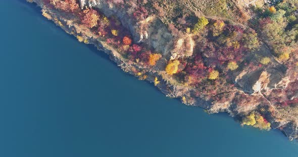 View of the Artificial Lake in a Flooded Part of a Granite Quarry Lined with Stone alt
