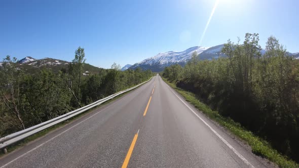 Vehicle Pointofview Driving a Car on a Road in Norway alt