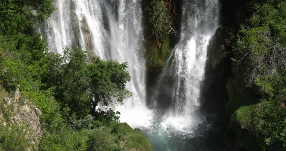 Manojlovac Waterfall, Krka Natural Park, Near Sibenik in Damaltia, Croatia, Real Time 4K alt