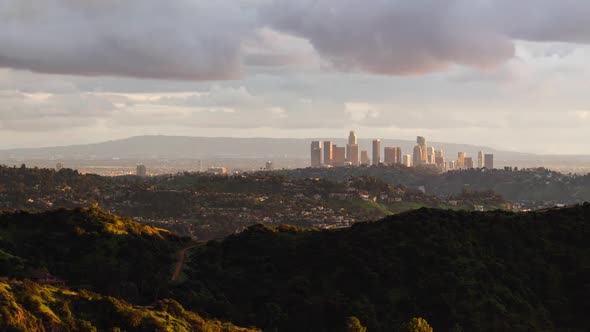 Los Angeles Seen from the Mountains During a Storm