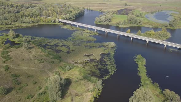 Auto Road Bridge Over Desna River in Chernihiv Region, Ukraine alt