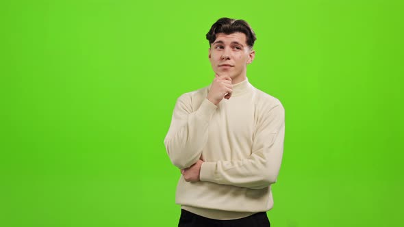 The Man is Standing and Thinking