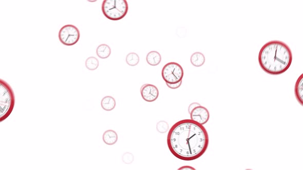 Clock time lapse and moving fast animation, Different clocks rotating, spinning, turning together. alt