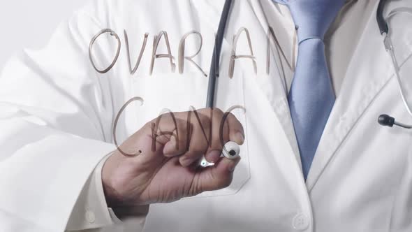 Asian Doctor Writing Ovarian Cancer