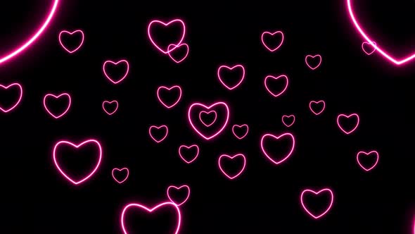 Neon heart abstract in black background