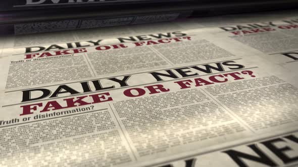 Fake on fact news, disinformation and information newspaper printing press alt