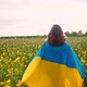 Ukrainian Patriot Woman with National Flag in Canola Blossom Field - VideoHive Item for Sale