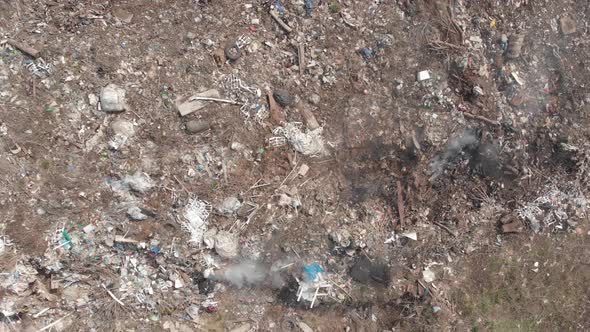 Garbage dump from above Aerial. Industrial and household waste. Large garbage pile alt