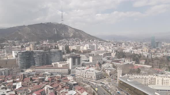 Aerial view of Baratashvili Street in the centre of Tbilisi. Georgia alt