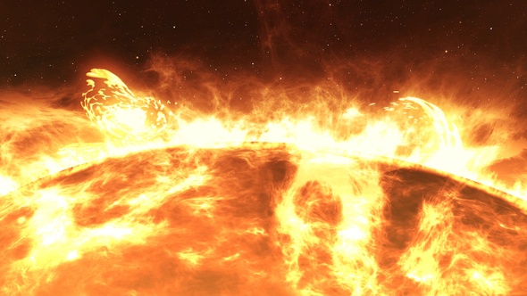 The Sun with Large Solar explosions, Realistic Red Planet alt