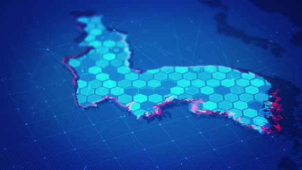 Digital Hexagons In Korea Map alt