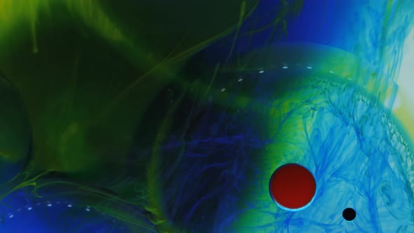 Chaotic Movement Expansion of the Flow Swirls of Yellow Green Blue and Red Colors alt