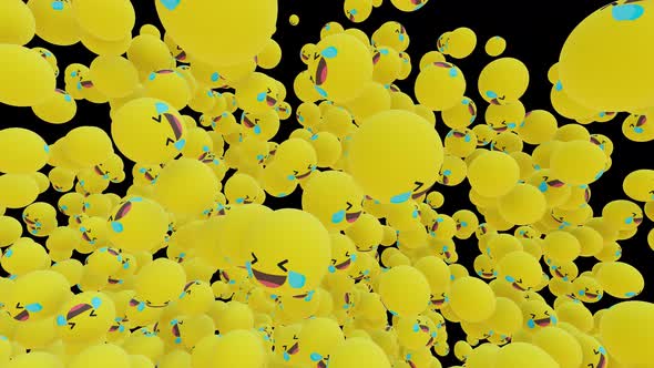 Social media interaction balls fall from full screen to the end Isolated by the Alpha channel alt