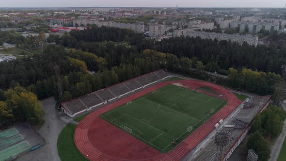Aerial View of Open-air Sports Facilities in small town 07 alt