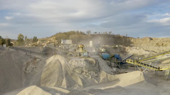 Quarry Conveyors Sand Stones in Slow Motion alt