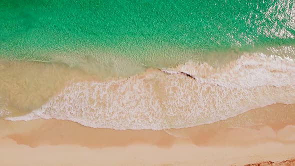 Aerial Drone Shot of Turquoise Sea Water at Beach
