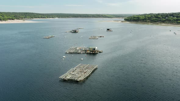 Picturesque Lagoon Wit Fishing Equipment Within the Sea alt