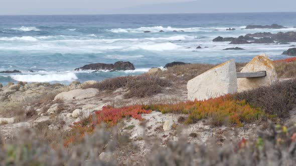 Rocky Craggy Ocean Coast Sea Waves Monterey California
